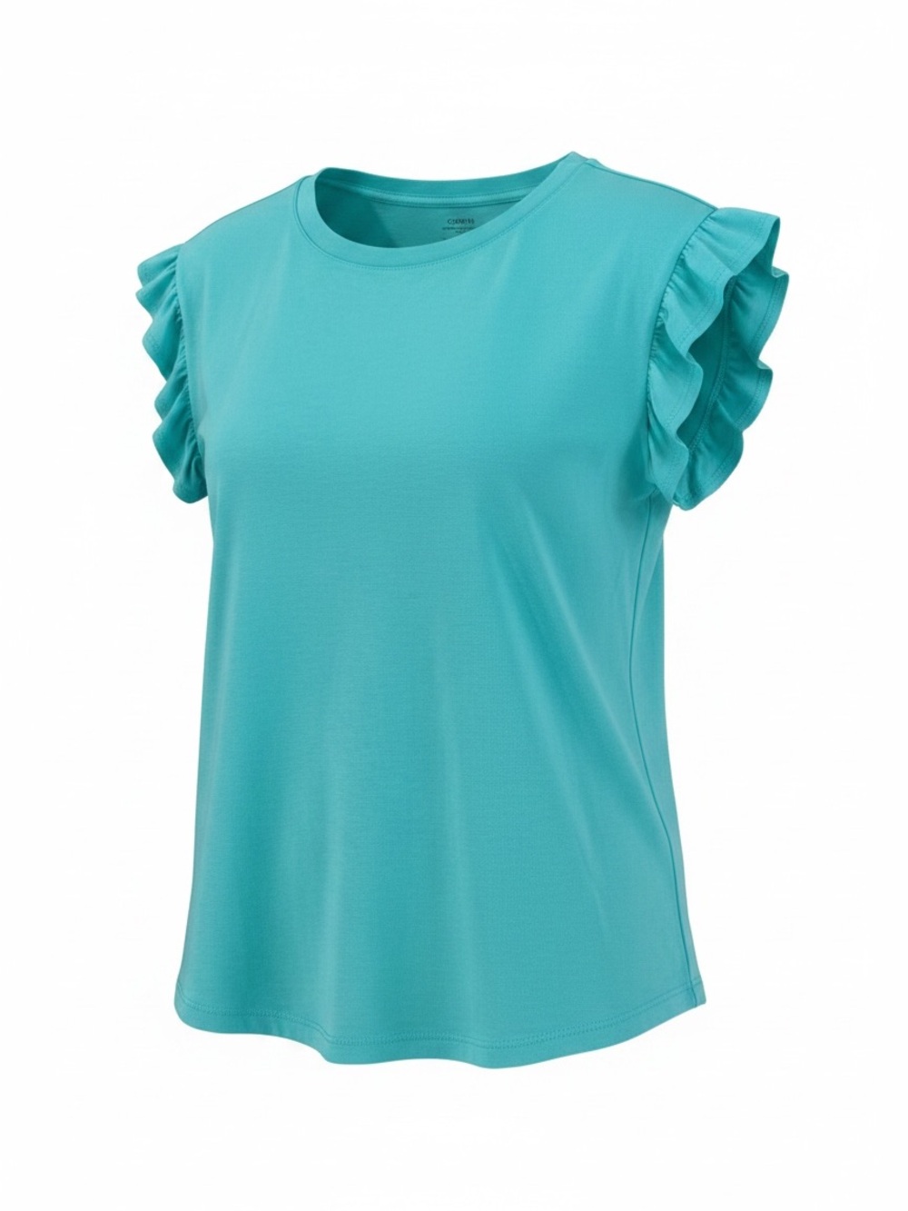 crown & ivy Mint Ruffle Sleeve Short Sleeve Tee NWT - Picture 3 of 9